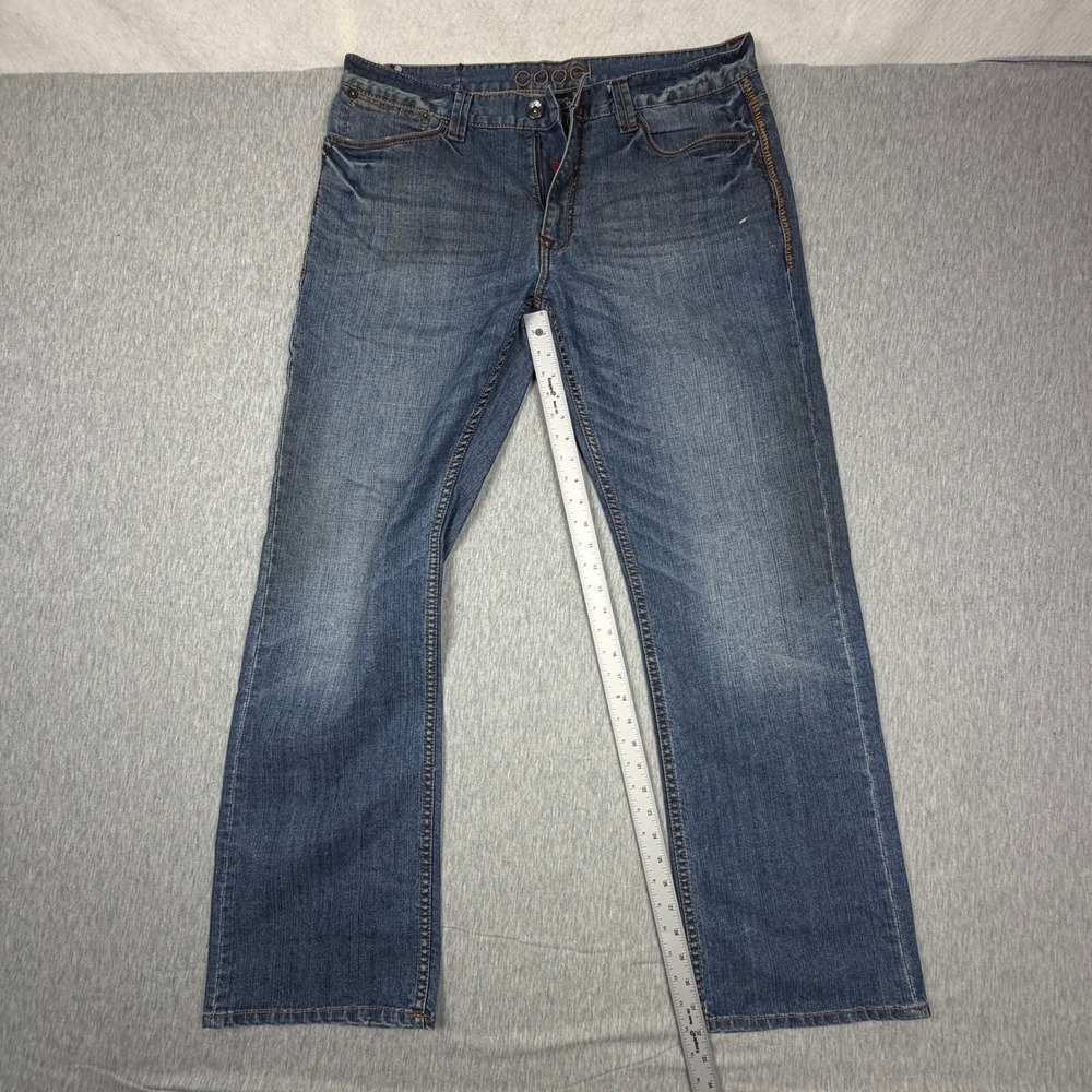COOGI Mens Denim Jeans Medium Wash Straight Leg Embroidered W38 L34 Blue